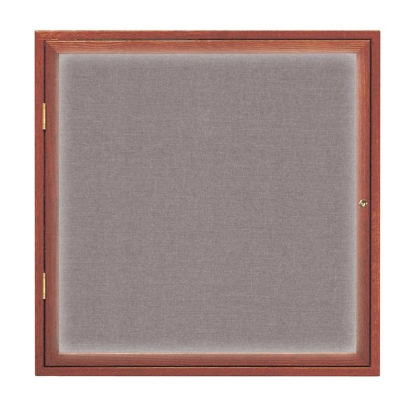 United Visual Products Single Door Slim Enclosed Radius EZ Tack Board, 48"x36", Bronze/Marble UVRDS48EZ-MARBLE-BRONZE